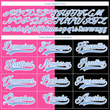 Laden Sie das Bild in den Galerie-Viewer, Uksn Individuelles Schwarz Hellblau Pink-Weiß Split-Fashion Eishockey-Trikot mit Schnürkragen