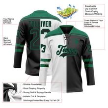 Laden Sie das Bild in den Galerie-Viewer, Uksn Individuelles Schwarz Kelly-Grün-Weiß Split-Fashion Eishockey-Trikot mit Schnürkragen