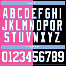 Laden Sie das Bild in den Galerie-Viewer, Uksn Individuelles Schwarz Weiß Pink-Hellblau Split-Fashion Eishockey-Trikot mit Schnürkragen