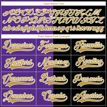 Laden Sie das Bild in den Galerie-Viewer, Uksn Individuelles Schwarz Altgold Violett-Weiß Split-Fashion Eishockey-Trikot mit Schnürkragen