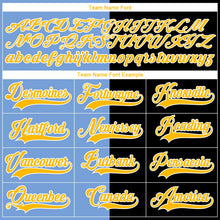 Laden Sie das Bild in den Galerie-Viewer, Uksn Individuelles Schwarz Gold Puderblau-Weiß Split-Fashion Eishockey-Trikot mit Schnürkragen