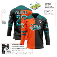Laden Sie das Bild in den Galerie-Viewer, Uksn Individuelles Schwarz Petrol Orange-Weiß Split-Fashion Eishockey-Trikot mit Schnürkragen
