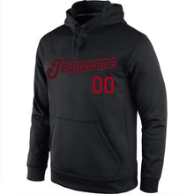 Laden Sie das Bild in den Galerie-Viewer, Uksn Individuelles Bestickt Schwarz Schwarz-Rot Sport Pullover Sweatshirt Hoodie
