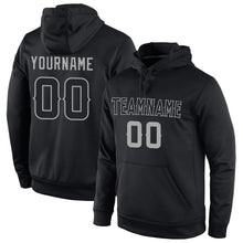 Laden Sie das Bild in den Galerie-Viewer, Uksn Individuelles Bestickt Schwarz Schwarz-Grau Sport Pullover Sweatshirt Hoodie
