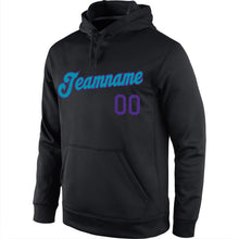 Laden Sie das Bild in den Galerie-Viewer, Uksn Individuelles Bestickt Schwarz Violett-Petrol Sport Pullover Sweatshirt Hoodie