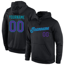 Laden Sie das Bild in den Galerie-Viewer, Uksn Individuelles Bestickt Schwarz Violett-Petrol Sport Pullover Sweatshirt Hoodie