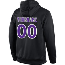 Laden Sie das Bild in den Galerie-Viewer, Uksn Individuelles Bestickt Schwarz Violett-Weiß Sport Pullover Sweatshirt Hoodie