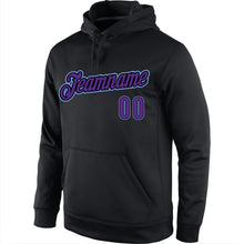 Laden Sie das Bild in den Galerie-Viewer, Uksn Individuelles Bestickt Schwarz Violett-Hellblau Sport Pullover Sweatshirt Hoodie