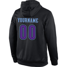 Laden Sie das Bild in den Galerie-Viewer, Uksn Individuelles Bestickt Schwarz Violett-Hellblau Sport Pullover Sweatshirt Hoodie
