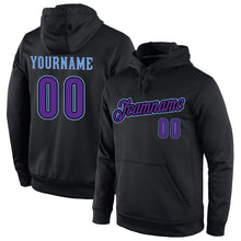 Laden Sie das Bild in den Galerie-Viewer, Uksn Individuelles Bestickt Schwarz Violett-Hellblau Sport Pullover Sweatshirt Hoodie