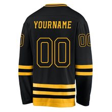 Laden Sie das Bild in den Galerie-Viewer, Uksn Individuelles Schwarz Schwarz-Gold Eishockey-Trikot