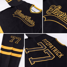 Laden Sie das Bild in den Galerie-Viewer, Uksn Individuelles Schwarz Schwarz-Gold Eishockey-Trikot