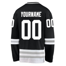 Laden Sie das Bild in den Galerie-Viewer, Uksn Individuelles Schwarz Weiß-Grau Eishockey-Trikot