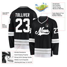 Laden Sie das Bild in den Galerie-Viewer, Uksn Individuelles Schwarz Weiß-Grau Eishockey-Trikot