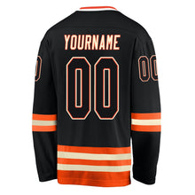 Laden Sie das Bild in den Galerie-Viewer, Uksn Individuelles Schwarz Schwarz-Orange Eishockey-Trikot