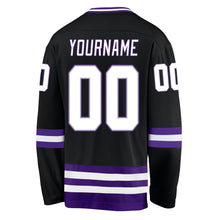 Laden Sie das Bild in den Galerie-Viewer, Uksn Individuelles Schwarz Weiß-Violett Eishockey-Trikot