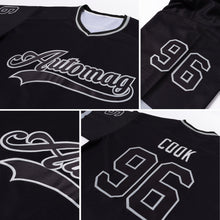 Laden Sie das Bild in den Galerie-Viewer, Uksn Individuelles Schwarz Schwarz-Grau Eishockey-Trikot
