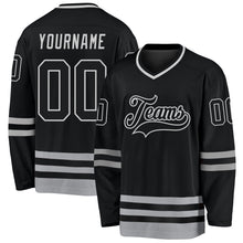 Laden Sie das Bild in den Galerie-Viewer, Uksn Individuelles Schwarz Schwarz-Grau Eishockey-Trikot