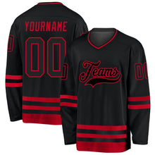 Laden Sie das Bild in den Galerie-Viewer, Uksn Individuelles Schwarz Schwarz-Rot Eishockey-Trikot