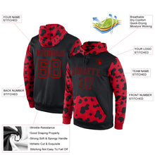 Laden Sie das Bild in den Galerie-Viewer, Uksn Individuelles Bestickt Schwarz Schwarz-Rot Sport Pullover Sweatshirt Hoodie