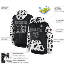 Laden Sie das Bild in den Galerie-Viewer, Uksn Individuelles Bestickt Schwarz Schwarz-Weiß Sport Pullover Sweatshirt Hoodie