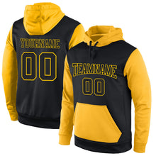 Laden Sie das Bild in den Galerie-Viewer, Uksn Individuelles Bestickt Schwarz Schwarz-Gold Sport Pullover Sweatshirt Hoodie