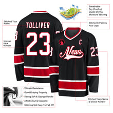 Laden Sie das Bild in den Galerie-Viewer, Uksn Individuelles Schwarz Weiß-Rot Eishockey-Trikot