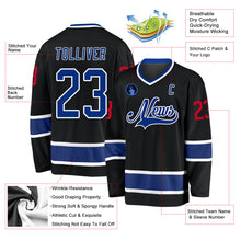 Laden Sie das Bild in den Galerie-Viewer, Uksn Individuelles Schwarz Royalblau-Rot Eishockey-Trikot