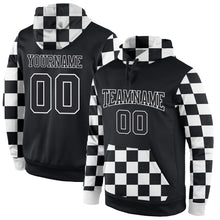 Laden Sie das Bild in den Galerie-Viewer, Uksn Individuelles Bestickt Schwarz Schwarz-Weiß Sport Pullover Sweatshirt Hoodie