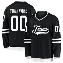 Laden Sie das Bild in den Galerie-Viewer, Uksn Individuelles Schwarz Weiß Eishockey-Trikot