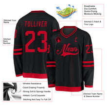 Laden Sie das Bild in den Galerie-Viewer, Uksn Individuelles Schwarz Rot Eishockey-Trikot