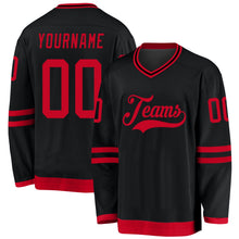 Laden Sie das Bild in den Galerie-Viewer, Uksn Individuelles Schwarz Rot Eishockey-Trikot