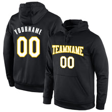 Laden Sie das Bild in den Galerie-Viewer, Uksn Individuelles Bestickt Schwarz Weiß-Gold Sport Pullover Sweatshirt Hoodie