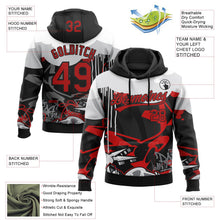 Laden Sie das Bild in den Galerie-Viewer, Uksn Individuelles Bestickt Schwarz Rot Grau-Weiß 3D Graffiti Spritzer Street Art Sport Pullover Sweatshirt Hoodie

