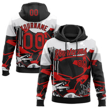 Laden Sie das Bild in den Galerie-Viewer, Uksn Individuelles Bestickt Schwarz Rot Grau-Weiß 3D Graffiti Spritzer Street Art Sport Pullover Sweatshirt Hoodie

