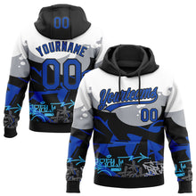Laden Sie das Bild in den Galerie-Viewer, Uksn Individuelles Bestickt Schwarz Gewitterblau Grau-Weiß 3D Graffiti Spritzer Street Art Sport Pullover Sweatshirt Hoodie
