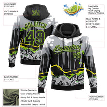 Laden Sie das Bild in den Galerie-Viewer, Uksn Individuelles Bestickt Schwarz Grau Neongrün Gelb-Weiß 3D Graffiti Spritzer Street Art Sport Pullover Sweatshirt Hoodie
