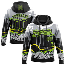 Laden Sie das Bild in den Galerie-Viewer, Uksn Individuelles Bestickt Schwarz Grau Neongrün Gelb-Weiß 3D Graffiti Spritzer Street Art Sport Pullover Sweatshirt Hoodie
