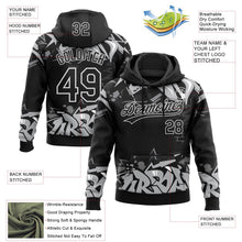 Laden Sie das Bild in den Galerie-Viewer, Uksn Individuelles Bestickt Schwarz Grau-Weiß 3D Graffiti Spritzer Street Art Sport Pullover Sweatshirt Hoodie
