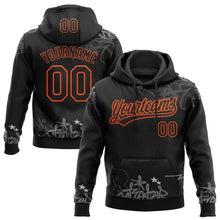 Laden Sie das Bild in den Galerie-Viewer, Uksn Individuelles Bestickt Schwarz Grau-Orange 3D Graffiti Spritzer Street Art Sport Pullover Sweatshirt Hoodie
