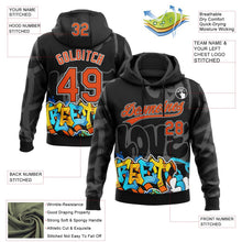 Laden Sie das Bild in den Galerie-Viewer, Uksn Individuelles Bestickt Schwarz Orange Grau-Weiß 3D Graffiti Spritzer Street Art Sport Pullover Sweatshirt Hoodie
