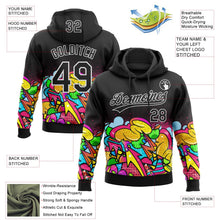 Laden Sie das Bild in den Galerie-Viewer, Uksn Individuelles Bestickt Schwarz Weiß 3D Graffiti Spritzer Street Art Sport Pullover Sweatshirt Hoodie
