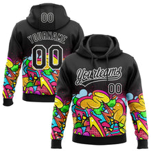 Laden Sie das Bild in den Galerie-Viewer, Uksn Individuelles Bestickt Schwarz Weiß 3D Graffiti Spritzer Street Art Sport Pullover Sweatshirt Hoodie

