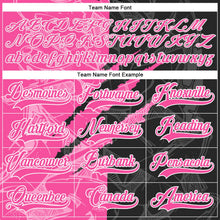 Laden Sie das Bild in den Galerie-Viewer, Uksn Individuelles Schwarz Pink-Weiß 3D-Muster Verlaufsdesign-Kratzer Eishockey-Trikot mit Schnürkragen
