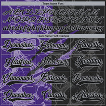 Laden Sie das Bild in den Galerie-Viewer, Uksn Individuelles Schwarz Violett-Grau 3D-Muster Verlaufsdesign-Kratzer Eishockey-Trikot mit Schnürkragen

