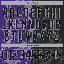 Laden Sie das Bild in den Galerie-Viewer, Uksn Individuelles Schwarz Violett-Grau 3D-Muster Verlaufsdesign-Kratzer Eishockey-Trikot mit Schnürkragen
