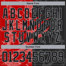 Laden Sie das Bild in den Galerie-Viewer, Uksn Individuelles Schwarz Rot-Grau 3D-Muster Verlaufsdesign-Kratzer Eishockey-Trikot mit Schnürkragen

