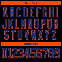 Laden Sie das Bild in den Galerie-Viewer, Uksn Individuelles Schwarz Royalblau-Orange 3D-Muster Fragment-Art Eishockey-Trikot mit Schnürkragen
