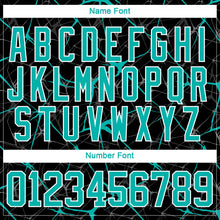 Laden Sie das Bild in den Galerie-Viewer, Uksn Individuelles Schwarz Aqua-Weiß 3D-Muster abstraktes Netzwerk Eishockey-Trikot mit Schnürkragen
