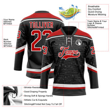 Laden Sie das Bild in den Galerie-Viewer, Uksn Individuelles Schwarz Rot-Weiß 3D-Muster Fragment-Art Eishockey-Trikot mit Schnürkragen
